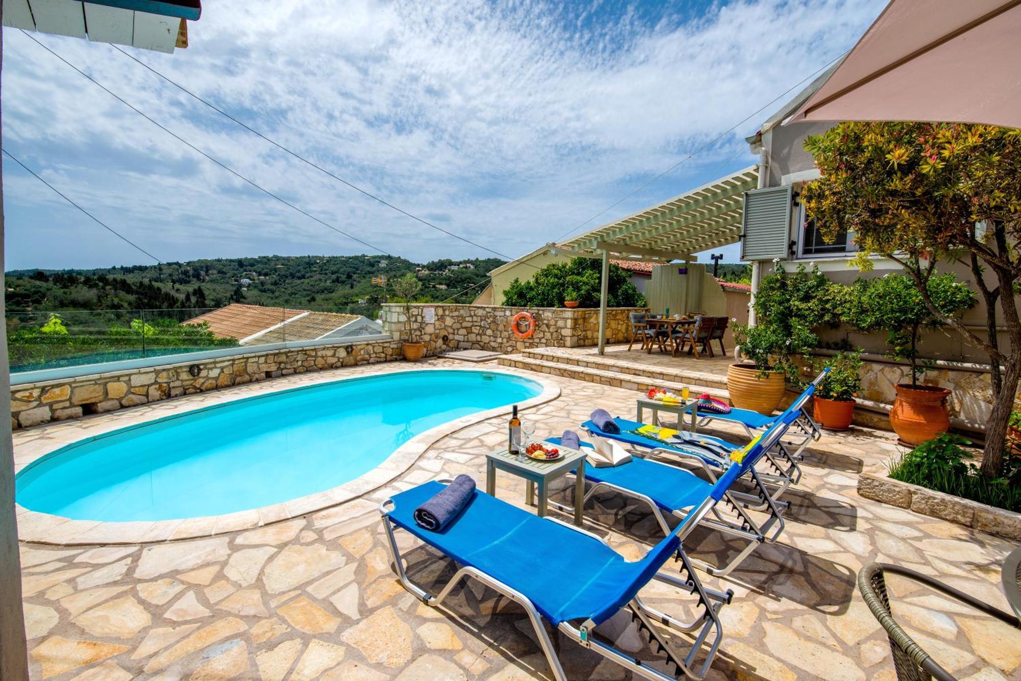 Loggos Seaview Cottage With Private Pool By Konnect Longós Eksteriør bilde