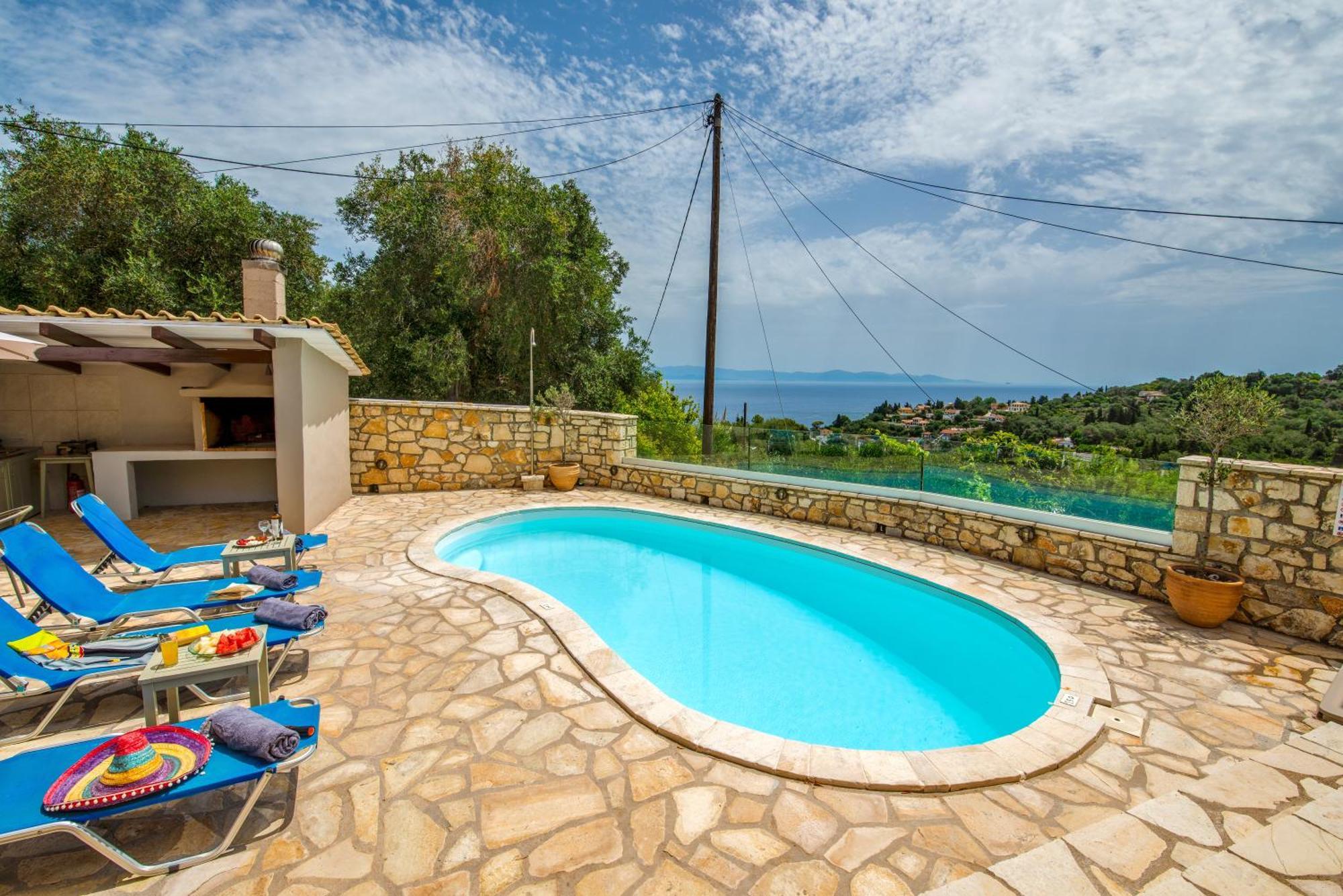 Loggos Seaview Cottage With Private Pool By Konnect Longós Eksteriør bilde