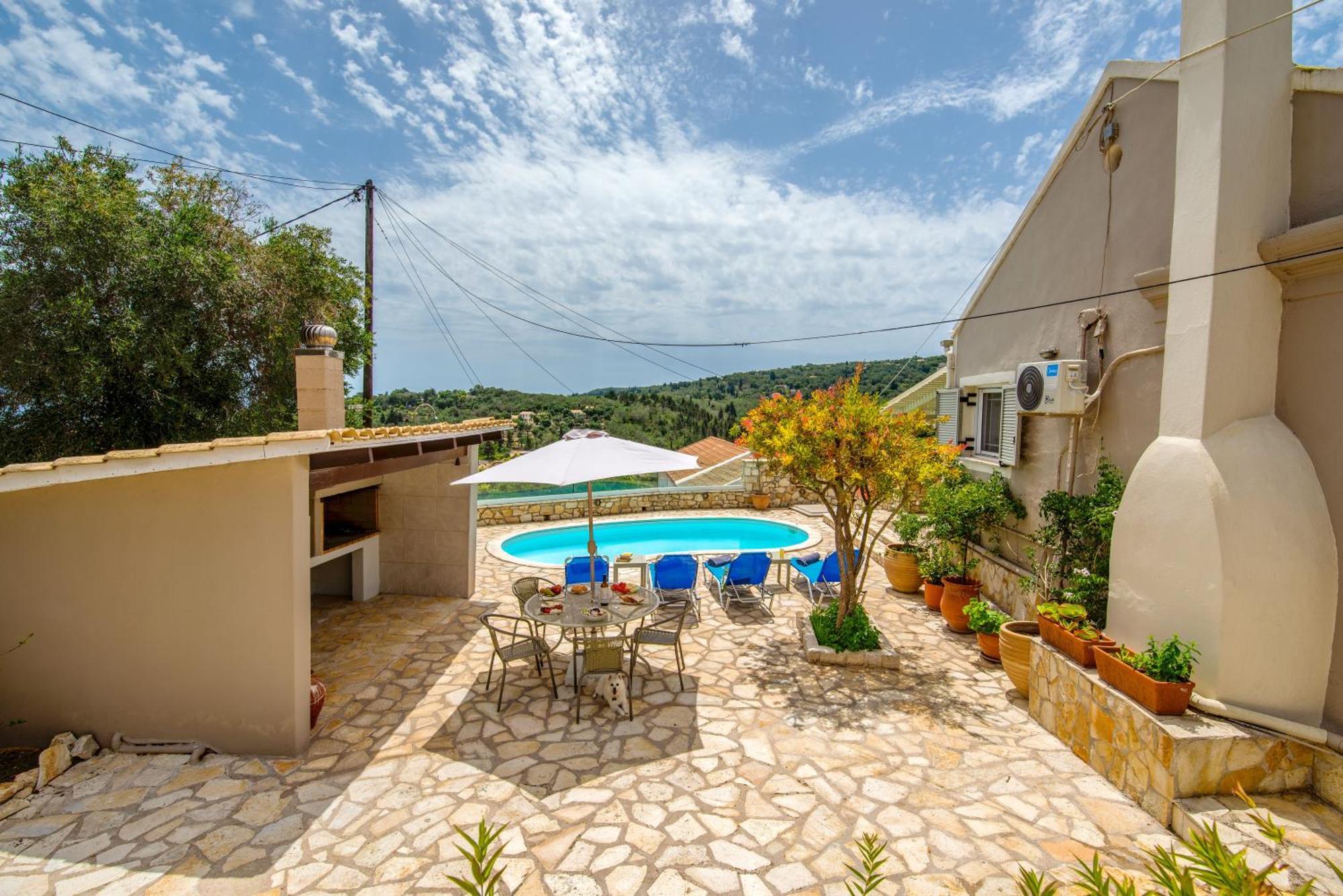 Loggos Seaview Cottage With Private Pool By Konnect Longós Eksteriør bilde
