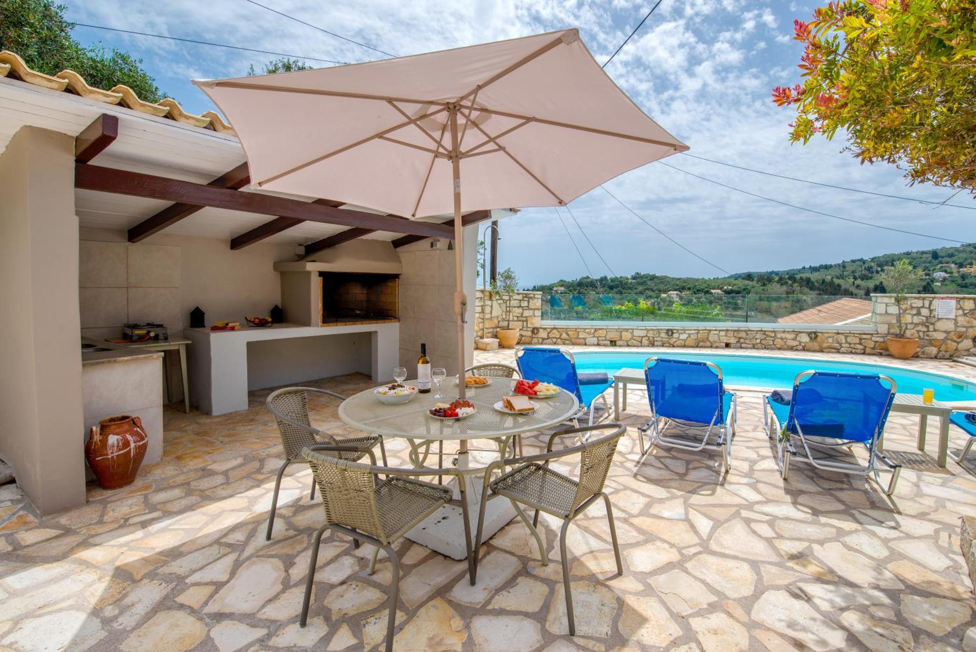 Loggos Seaview Cottage With Private Pool By Konnect Longós Eksteriør bilde
